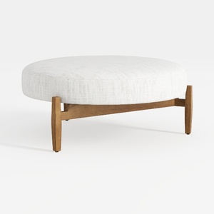 Oval Storage Bench 43.5" Linen Fabric Upholstered