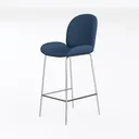 Modern Navy Blue Velvet Metal Bar Stool 3D Model Left 45 Degree View