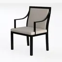 Modern Minimalist Black Wood Light Gray Fabric Armchair 3D Model Left 45 Degree View