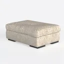 Minimalist Woven Fabric Upholstered Rectangle Ottoman 3D Model Left 45 Degree View