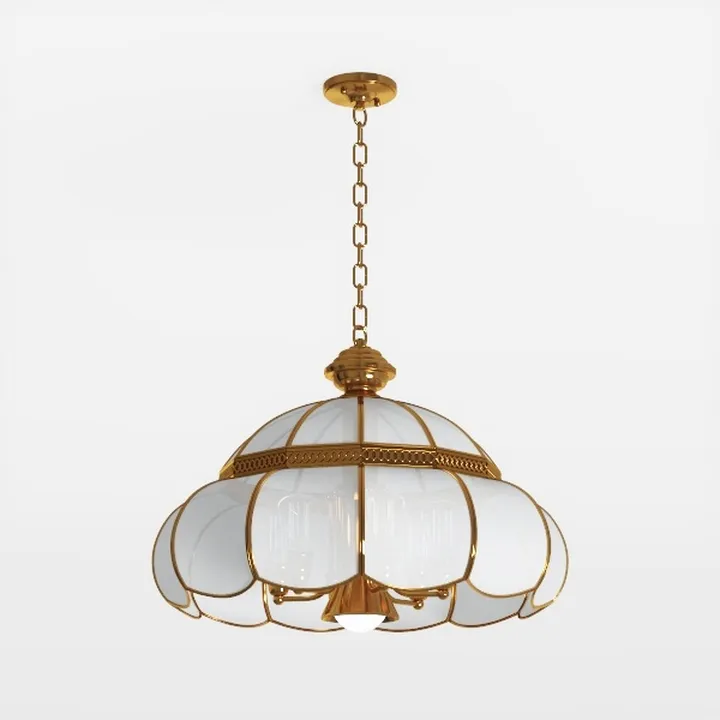 Vintage Brass Glass Pendant Chandelier 3D Model