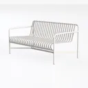 Minimalist White Metal Outdoor Loveseat Bench 3D Model Left 45 Degree View