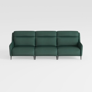 Modern Dark Green Leather 3 Seater Sofa Minimalist Living Room Furniture 3D Model