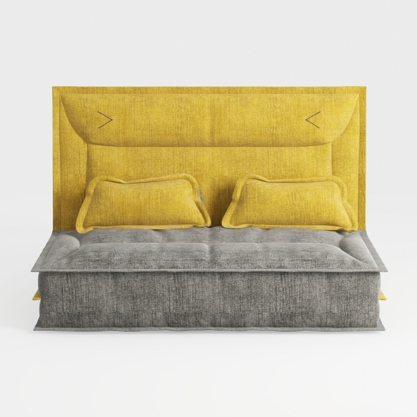 4-Piece Yellow Fabric Convertible Kids Couch or 2