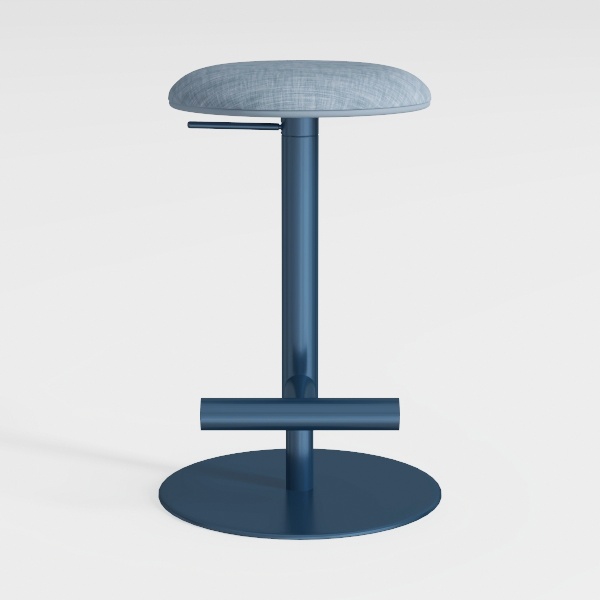 44.5 in. Blue Fabric Adjustable Bar Stool