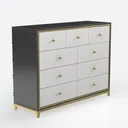 Modern Gold Accent Solid Wood Dresser 3D Model Right 45 Degree View