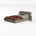 LSIGHTUS Grey Modern Queen Size Platform Bed, Leat Left 45 Degree View
