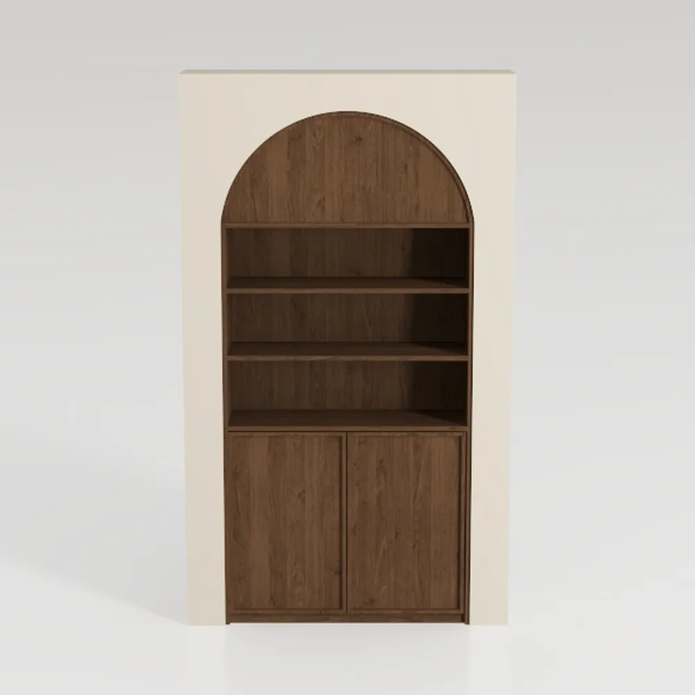 Freestanding Arched Bookcase, Modern 3-Tier Open