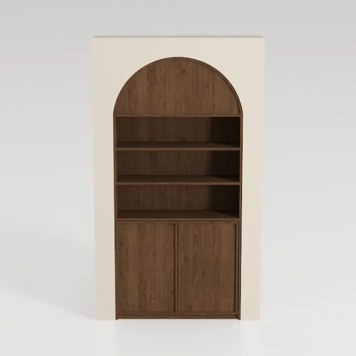 Freestanding Arched Bookcase, Modern 3-Tier Open