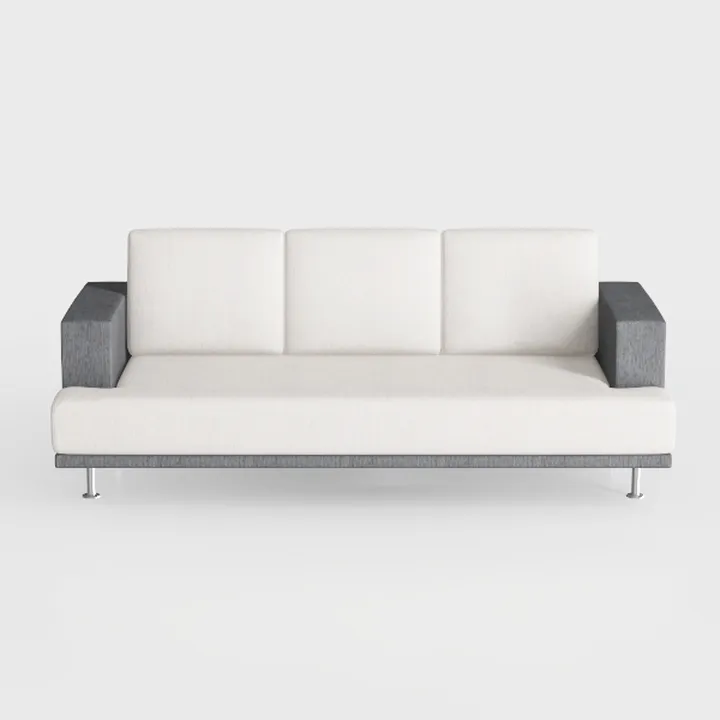 Minimalist Two Tone Fabric Sofa With Metal Legs 3D Model