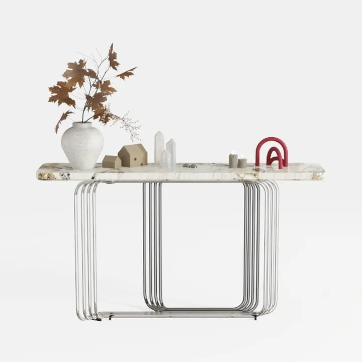 Modern Marble Top Metal Frame Console Table 3D Model