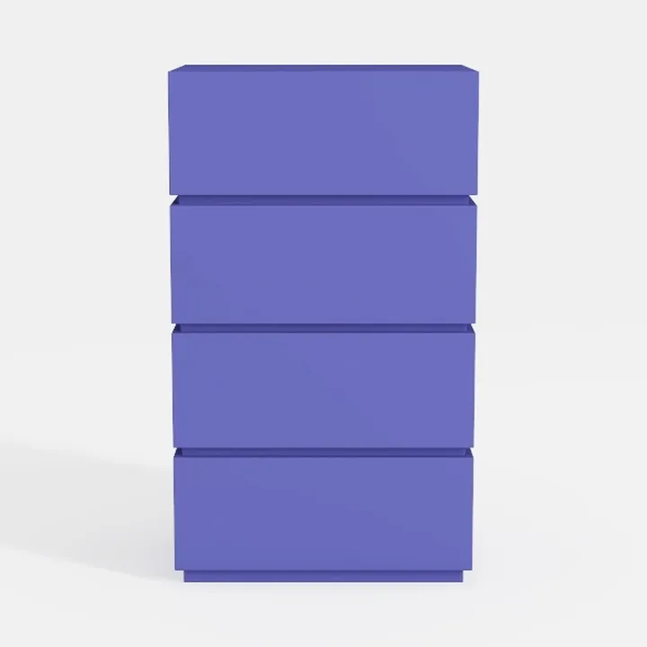 Minimalist Purple Solid Wood 4 Drawer Dresser 3D Model