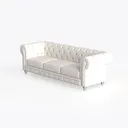 Classic Tufted Leather Chesterfield Sofa 3 Seater 3D Model Left 45 Degree View