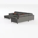Modern Gray Fabric U Shaped Sectional Sofa With Accent Pillows 3D Model Left 45 Degree View