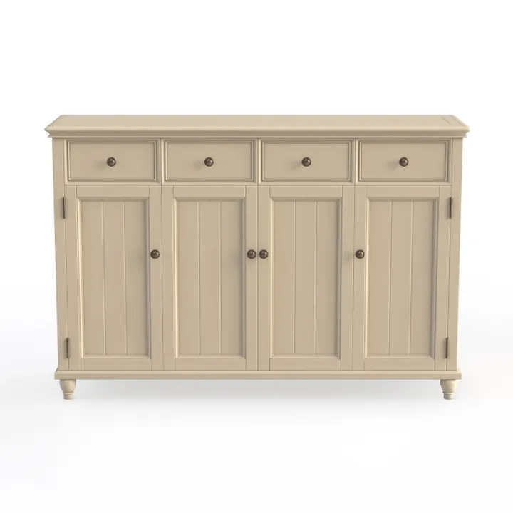 Rustic Solid Wood Buffet Cabinet with Drawers and Doors 3D Model