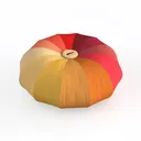 Colorful Fabric Round Pumpkin Ottoman 3D Model Right 45 Degree View