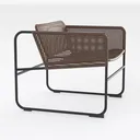 Minimalist Rattan Metal Frame Accent Armchair 3D Model Right 45 Degree View