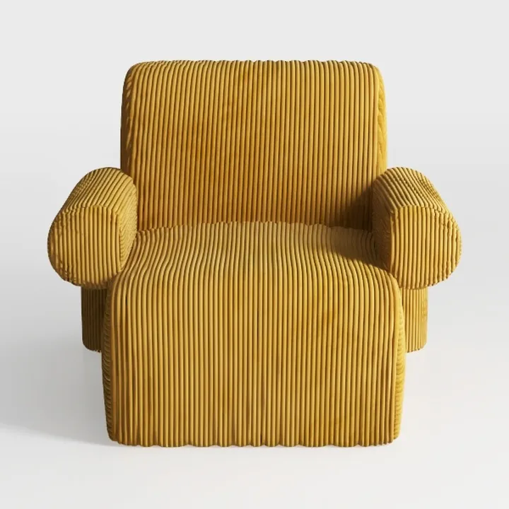 Corduroy Accent Chair with Gold Legs - Upholstered