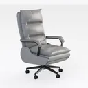 Minimalist Grey Leather High Back Office Chair 3D Model Right 45 Degree View