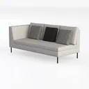 Minimalist Fabric L Shaped Sofa With Decorative Throw Pillows 3D Model Left 45 Degree View
