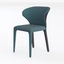Minimalist Teal Fabric Upholstered Armchair 3D Model Left 45 Degree View