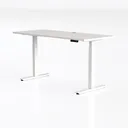 Minimalist White Metal Electric Standing Desk 3D Model Left 45 Degree View