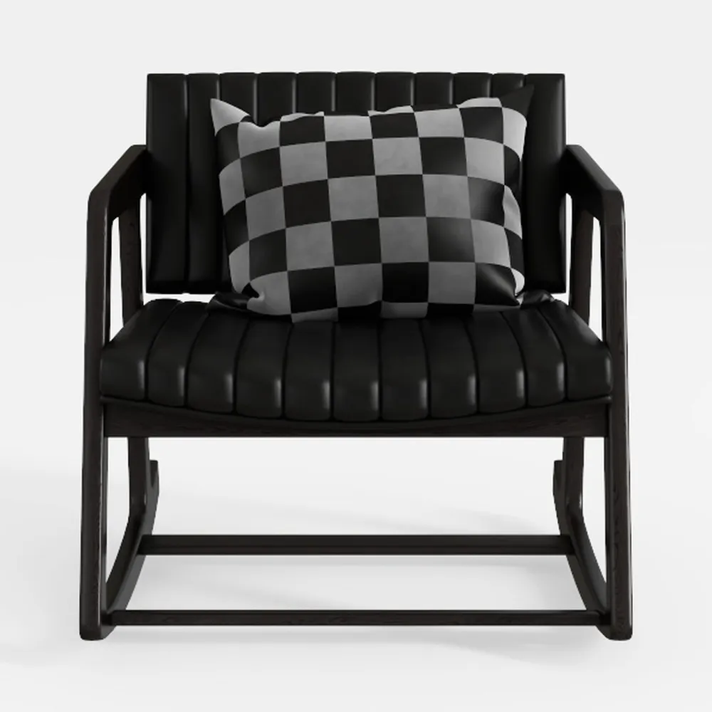 Single Rocking Chair with Solid Wood Frame, Fabric