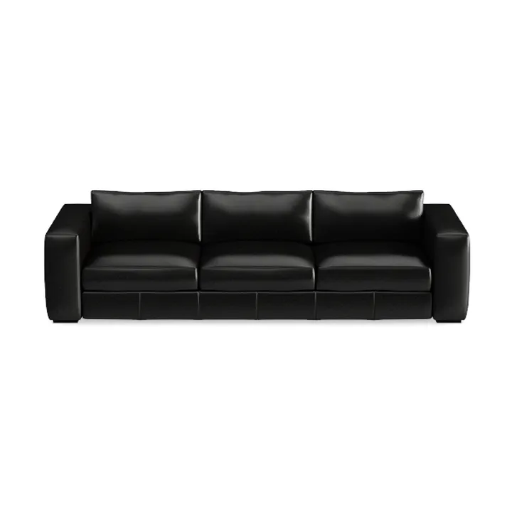 Modern Black Leather Three Seat Sofa 3D Model