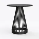 Modern Black Metal Marble Top Round Side Table 3D Model Left 45 Degree View