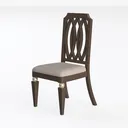 Traditional Solid Wood Fabric Upholstered Dining Chair 3D Model Left 45 Degree View