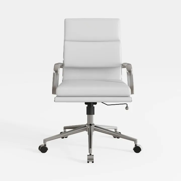 Modern White Leather High Back Office Chair 3D Model