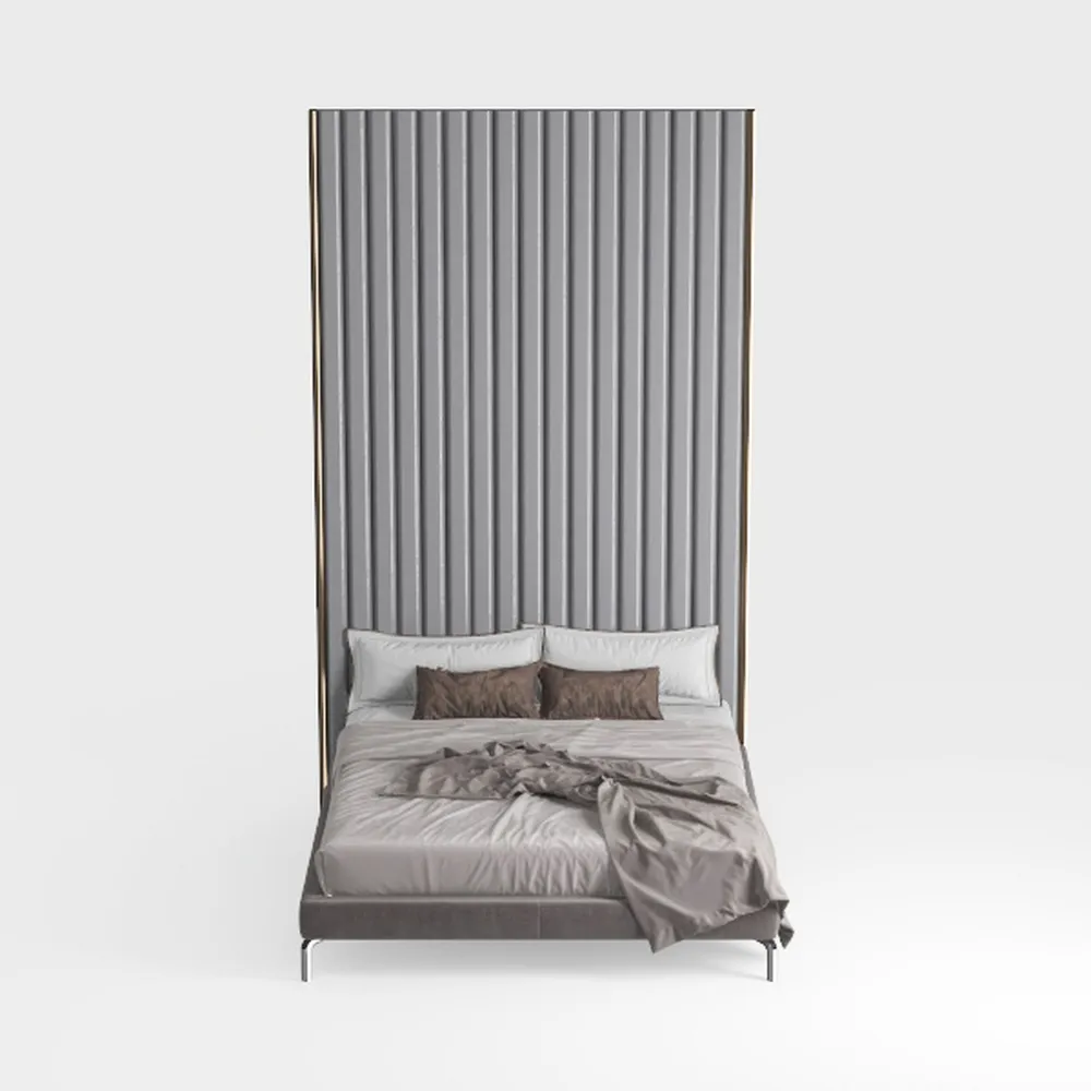 GDFStudio Wide Headboard Upholstered Bed with 2 Ni