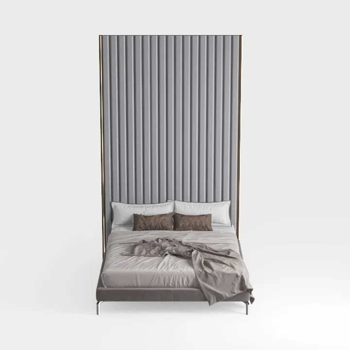 GDFStudio Wide Headboard Upholstered Bed with 2 Ni