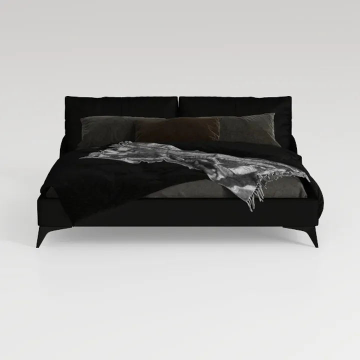 Acme Rivas Channel-Tufted Fabric Queen Bed with Ov