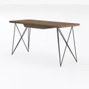 Modern Solid Wood Metal Hairpin Leg Desk 3D Model Left 45 Degree View