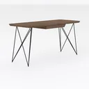 Modern Solid Wood Metal Hairpin Leg Desk 3D Model Right 45 Degree View