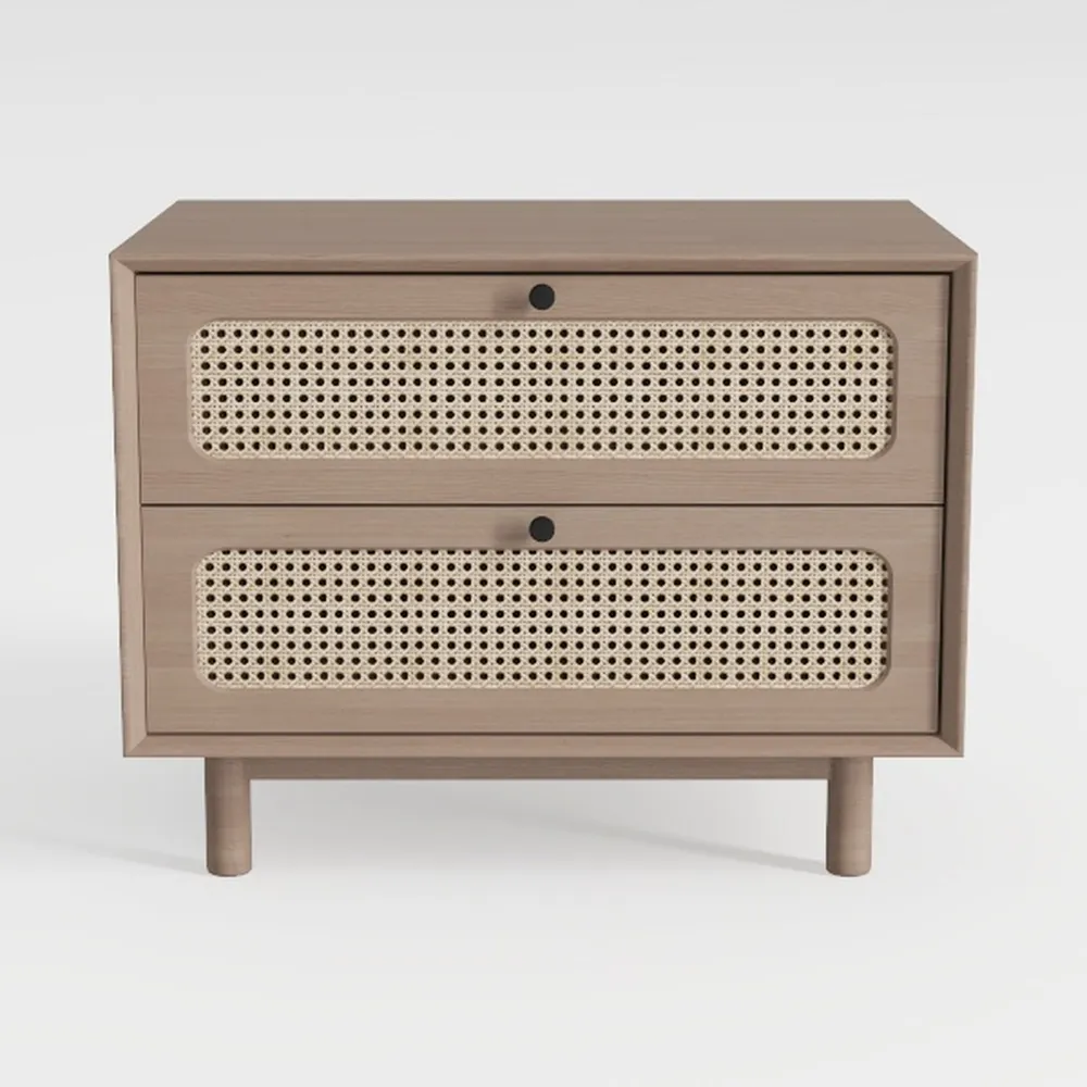 Rattan Nightstand, Night Stand with Drawers, Bed