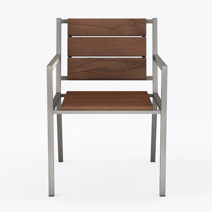 "CASE STUDY STAINLESS DINING CHAIR WITH ARMS