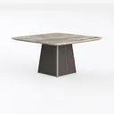 Modern Marble Top Metal Base Dining Table 3D Model Left 45 Degree View