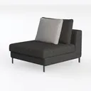 Modern Dark Fabric Upholstered Armless Accent Chair 3D Model Left 45 Degree View