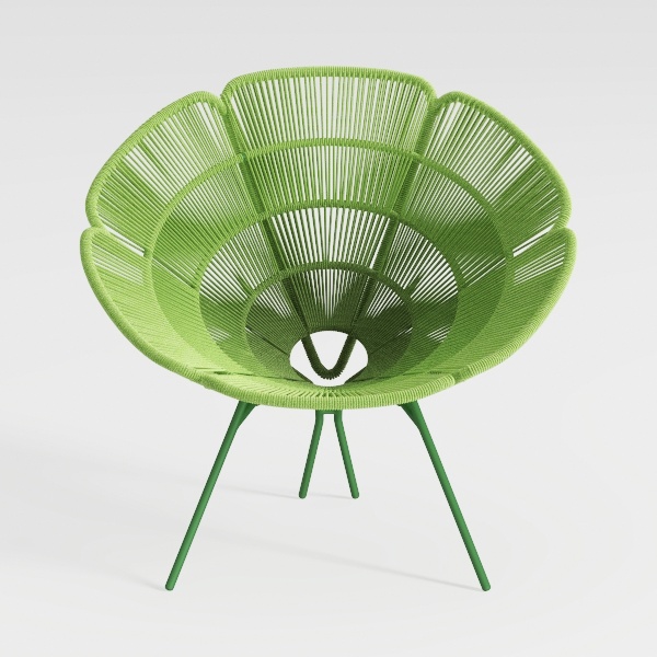 Green Rattan Metal Papasan Chair Ergonomic Chair 3