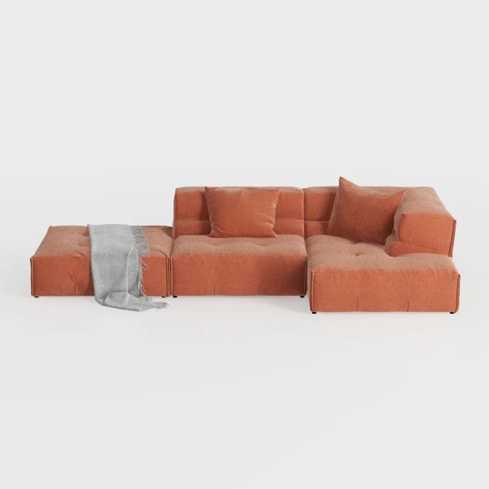 Alexent Oversized Fluffy Sofa Chaise Set 2 Pieces