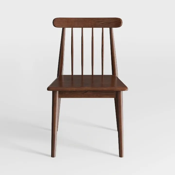 Minimalist Solid Walnut Wood Dining Chair 3D Model