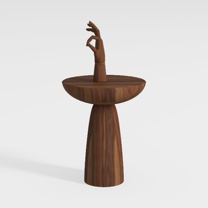 Minimalist Walnut Wooden Art Decorative Side Table 3D Model