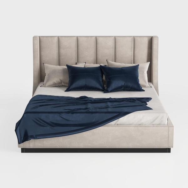 DUORUIMI Queen Size Ivory Velvet Upholstered Wingb