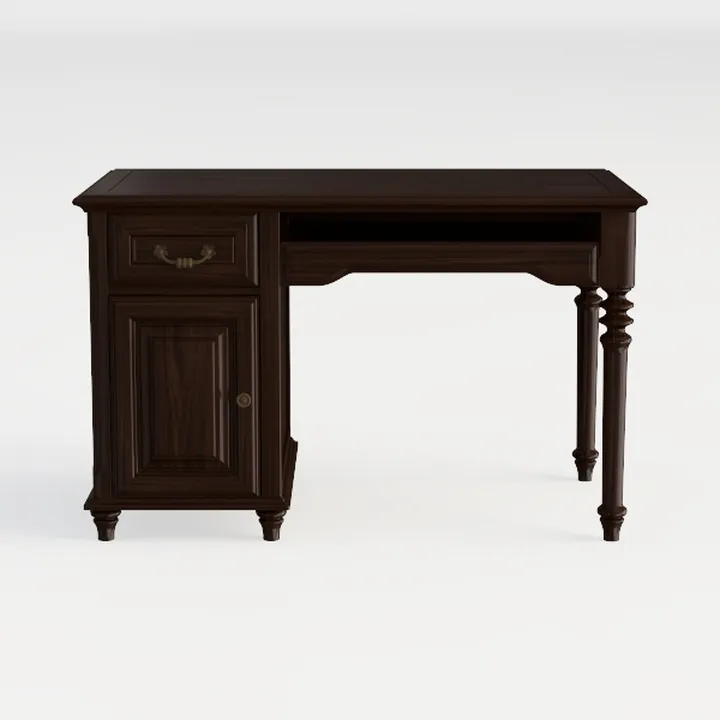Vintage Solid Walnut Wood Office Desk with Storage Cabinet Drawers 3D Model