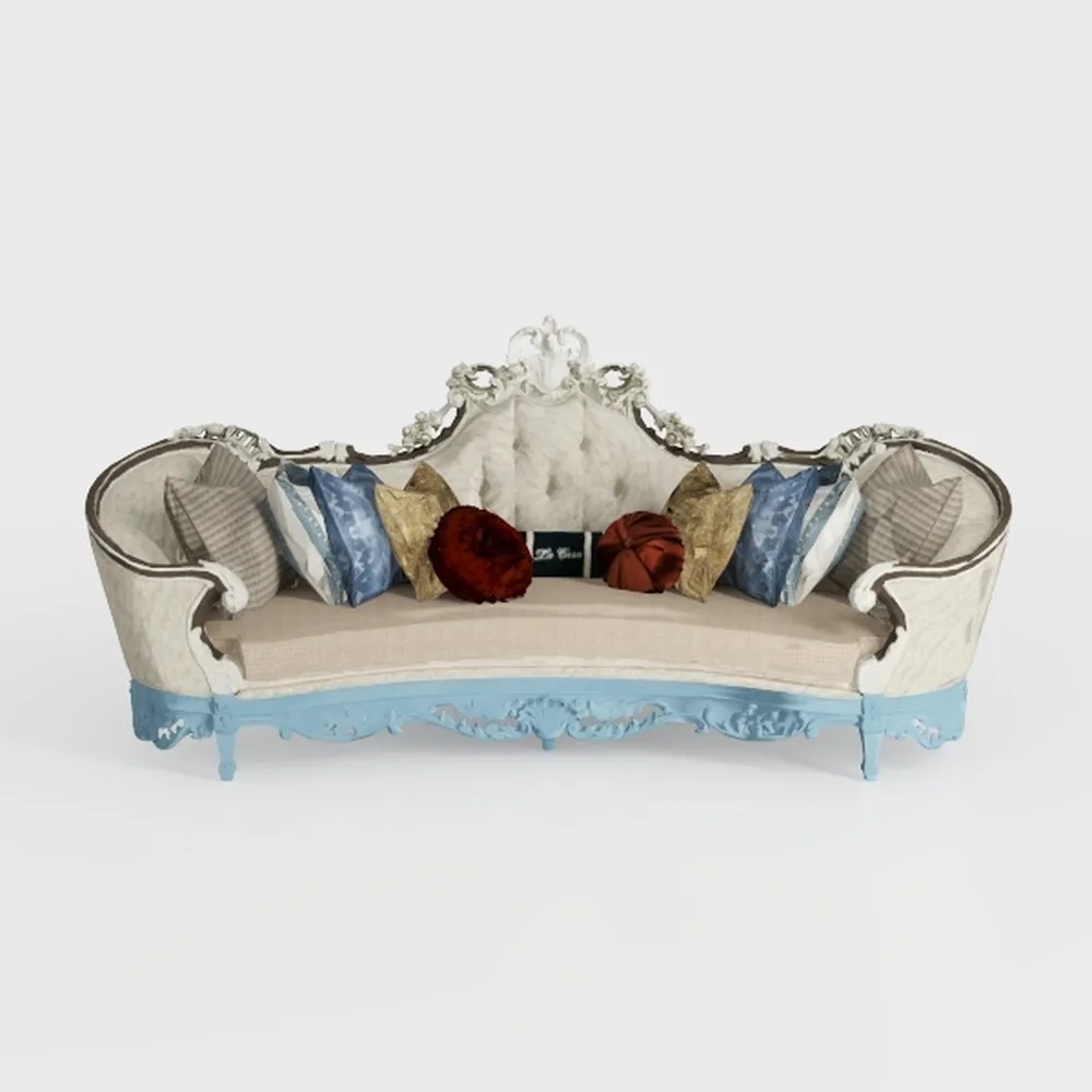 Gorsedd Sofa with 5 Pillows - Fabric & Antique