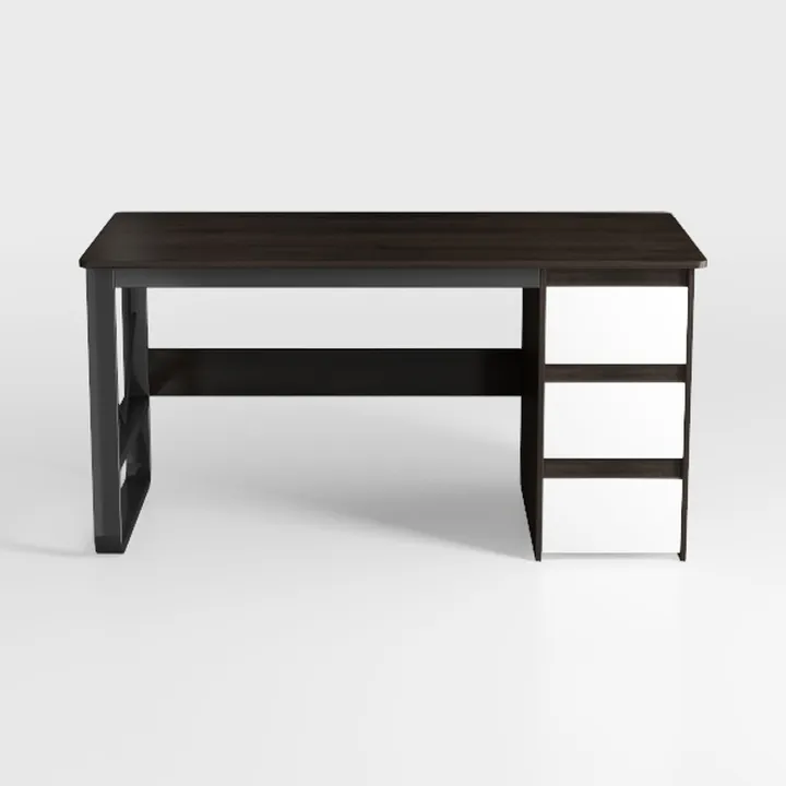 Modern Dark Walnut White Drawer Office Desk 3D Model
