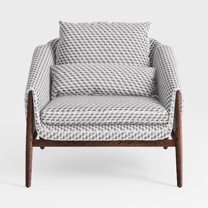 Mid Century Modern Fabric Wood Armchair 3D Model