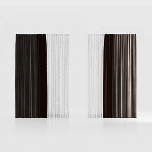 Minimalist Fabric and Sheer Window Curtains 3D Model